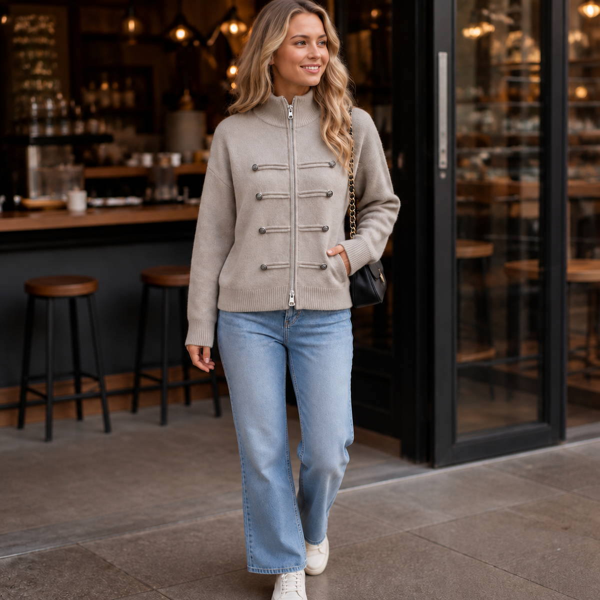 Wearbella Double-Zip Knit Jacket - Women's Cropped Jacket