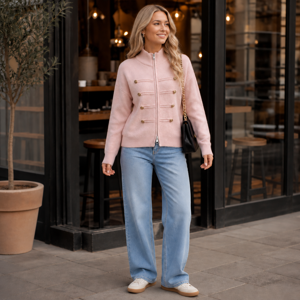 Wearbella Double-Zip Knit Jacket - Women's Cropped Jacket