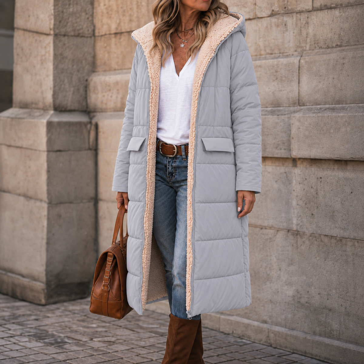 Reversa Reversible Long Coat - Hooded Women's Winter Coat