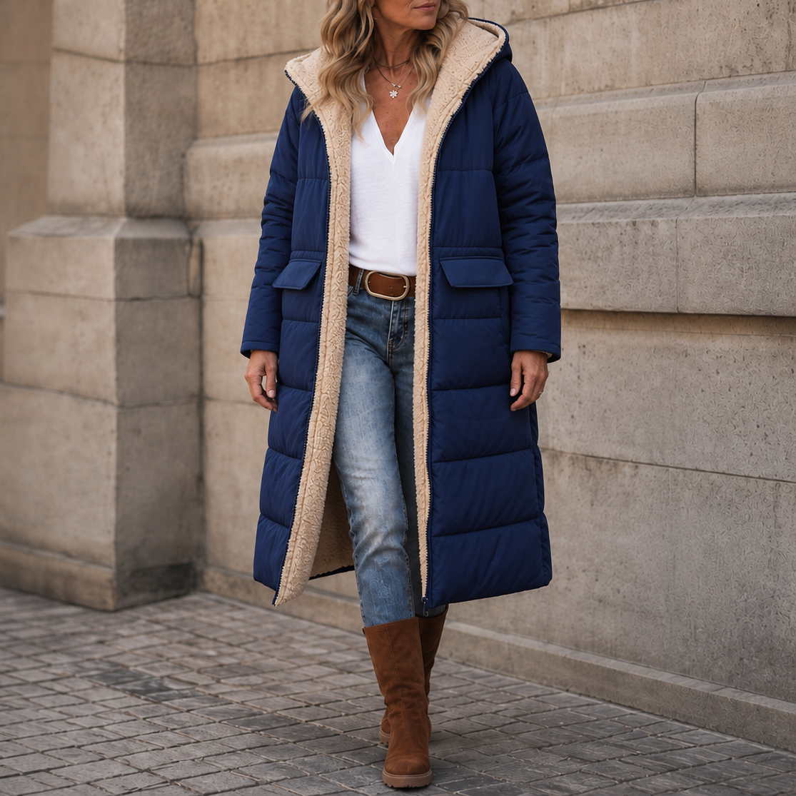 Reversa Reversible Long Coat - Hooded Women's Winter Coat