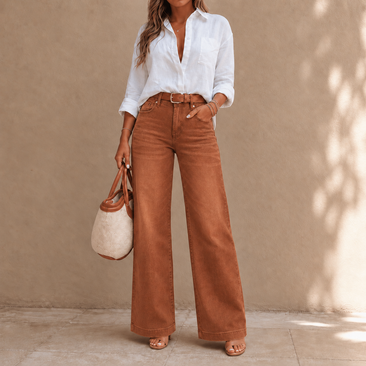 Longline Wide Leg Jeans - Women's High Rise Vintage Jeans