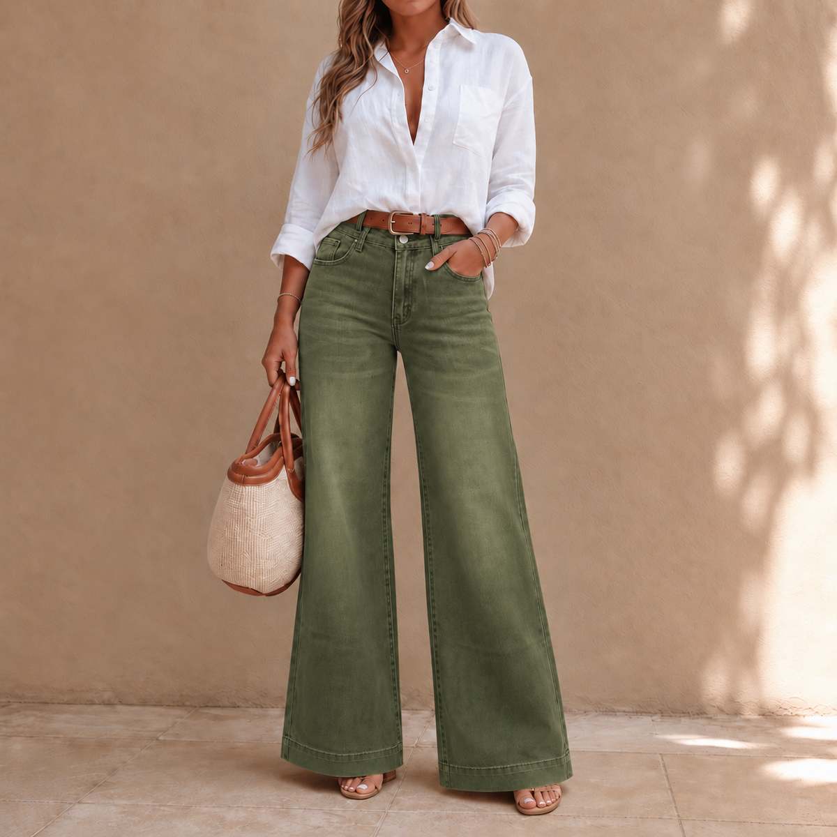 Longline Wide Leg Jeans - Women's High Rise Vintage Jeans