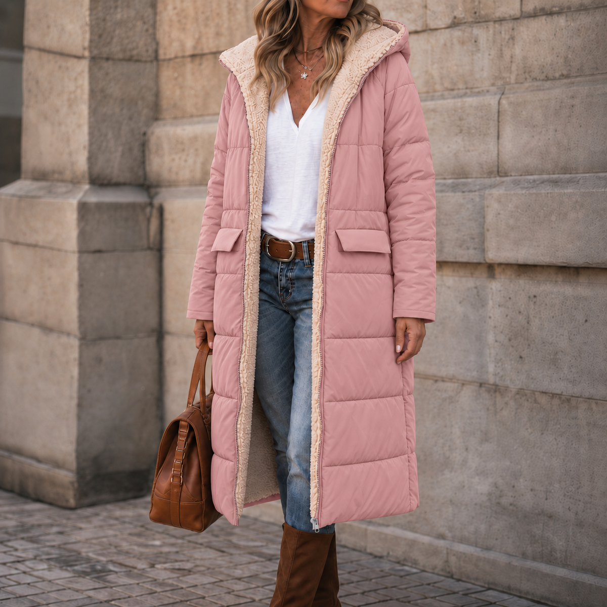Reversa Reversible Long Coat - Hooded Women's Winter Coat
