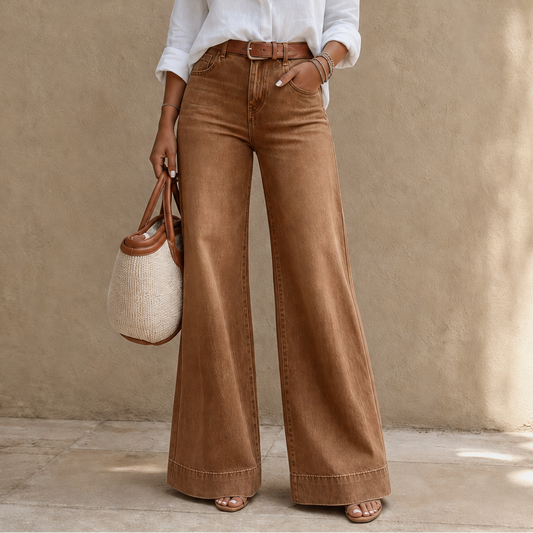Longline Wide Leg Jeans - Women's High Rise Vintage Jeans