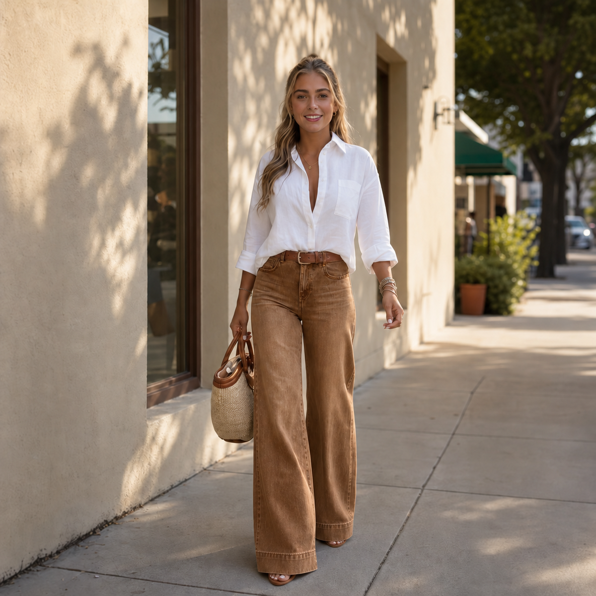 Longline Wide Leg Jeans - Women's High Rise Vintage Jeans