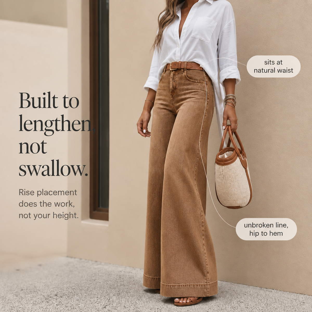 Longline Wide Leg Jeans - Women's High Rise Vintage Jeans