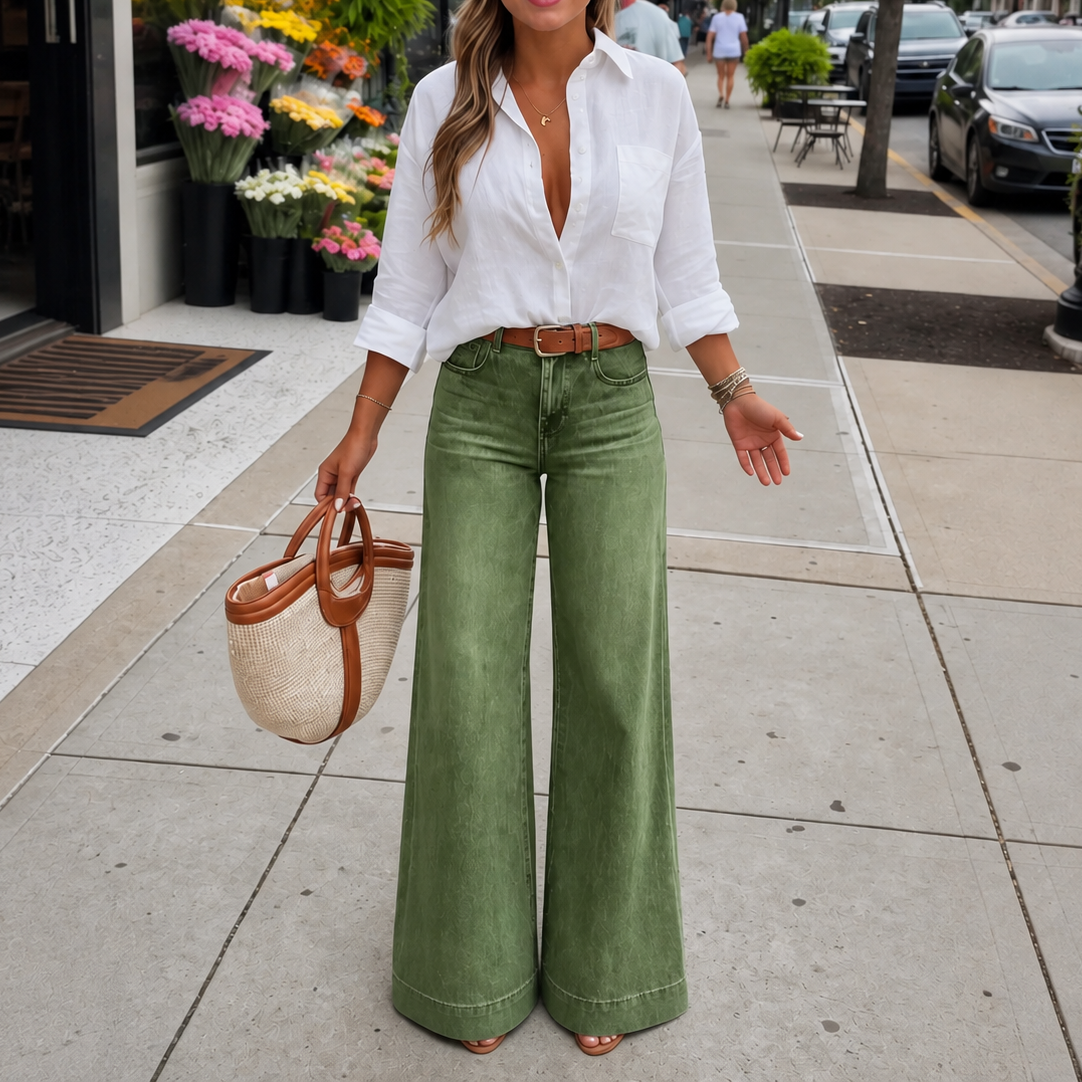 Longline Wide Leg Jeans - Women's High Rise Vintage Jeans