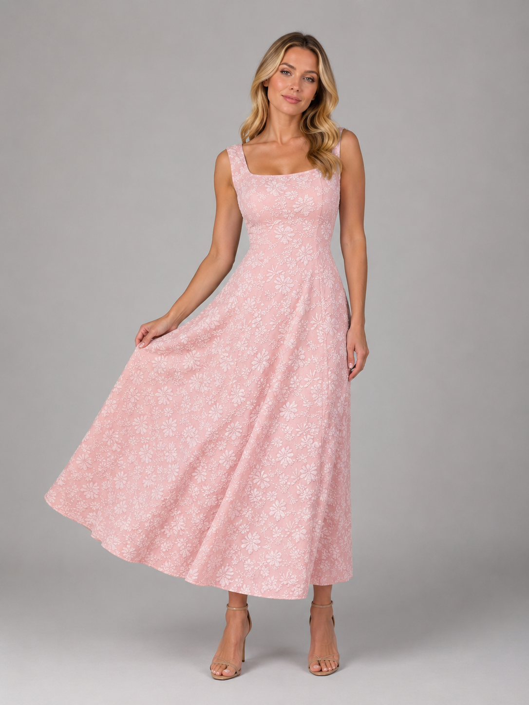 Cosima Jacquard Midi Dress - Women's A-Line Floral Dress