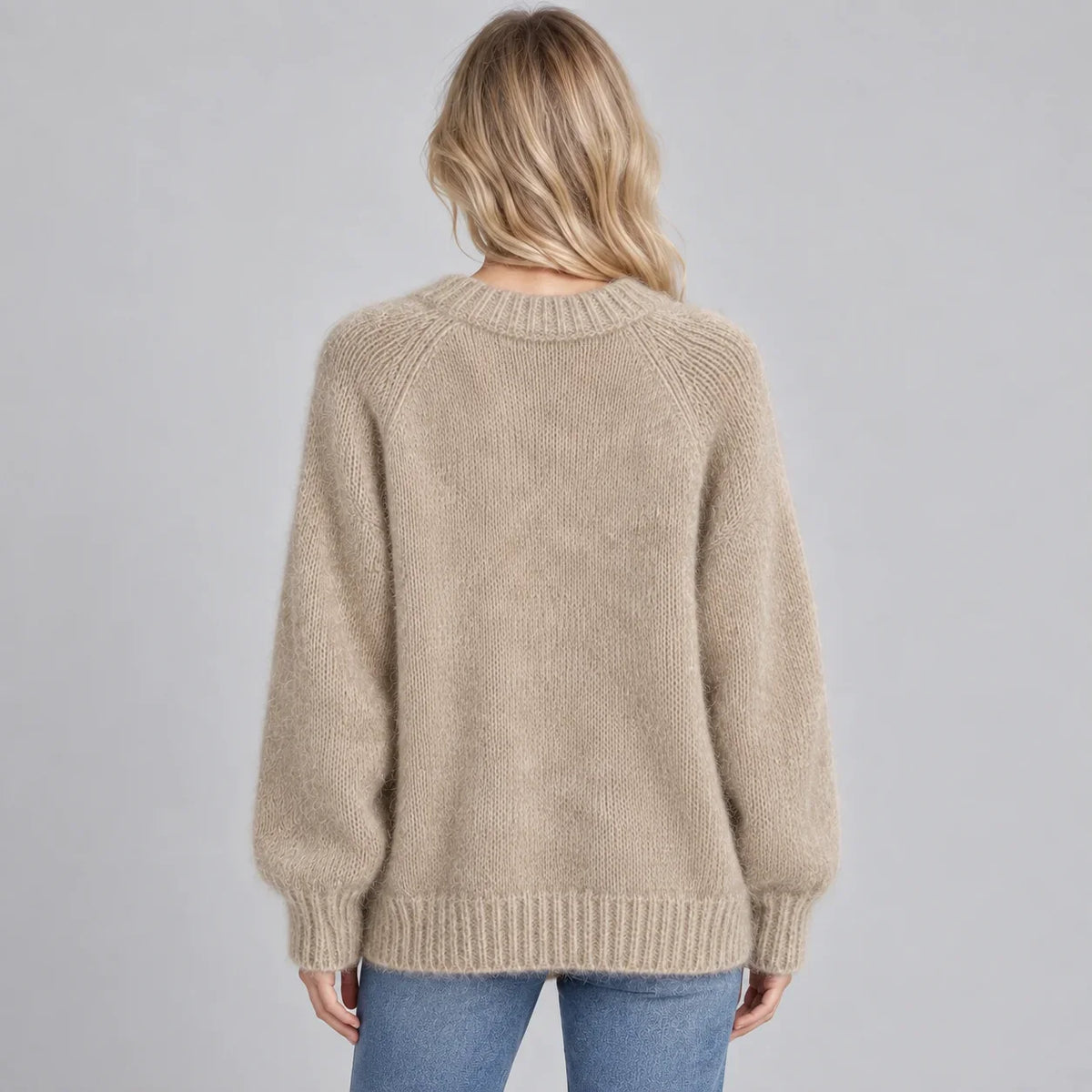Fluffy Knit Jumper - Relaxed Fit Women's Crew Neck
