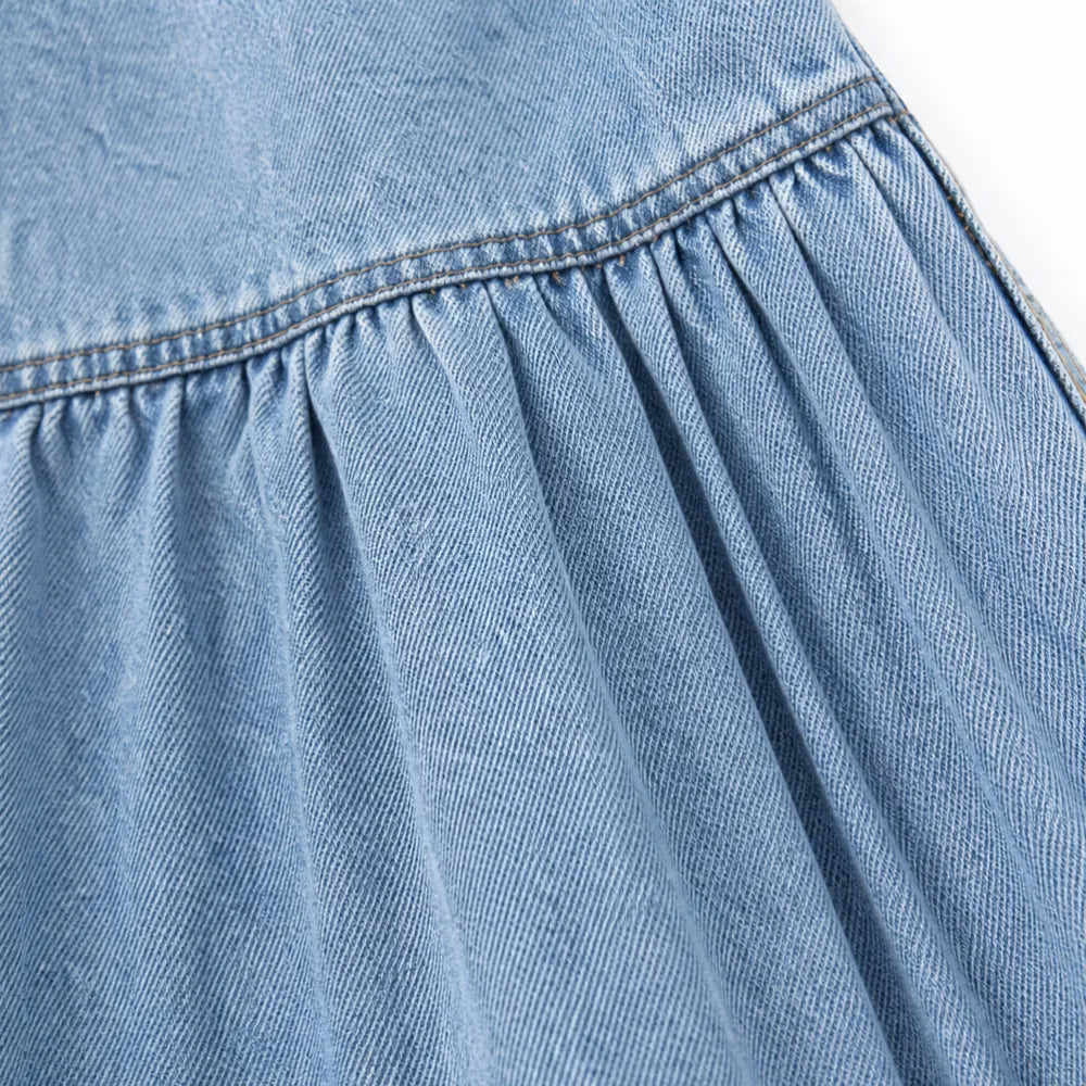 Romella Denim Maxi Skirt - Women's Tiered A-Line Skirt