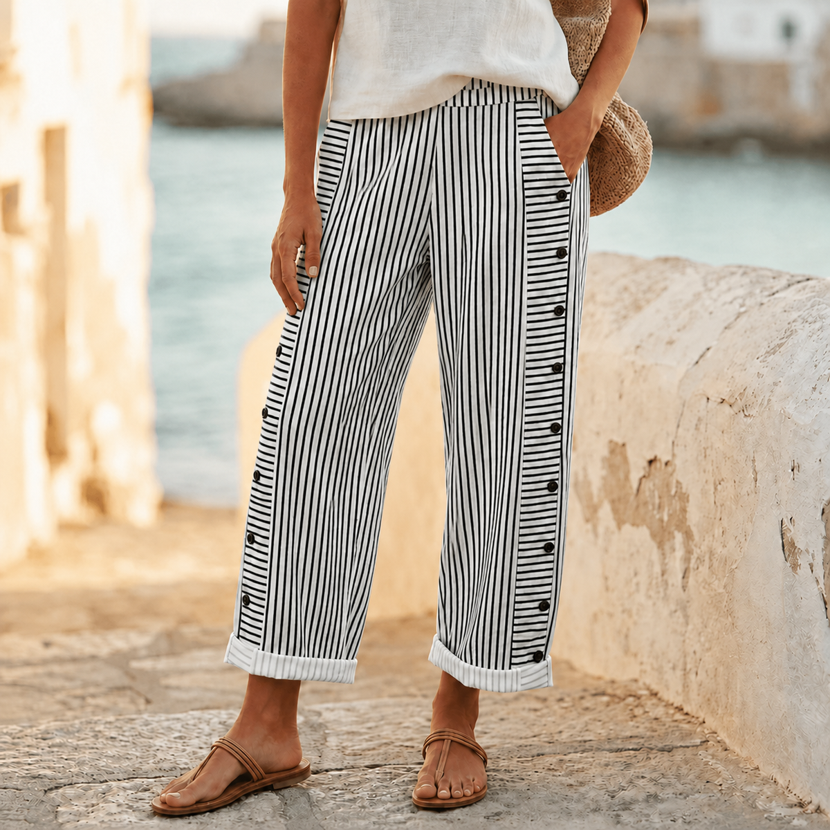 Coastlyn Striped Pants - Women's Wide Leg Trousers