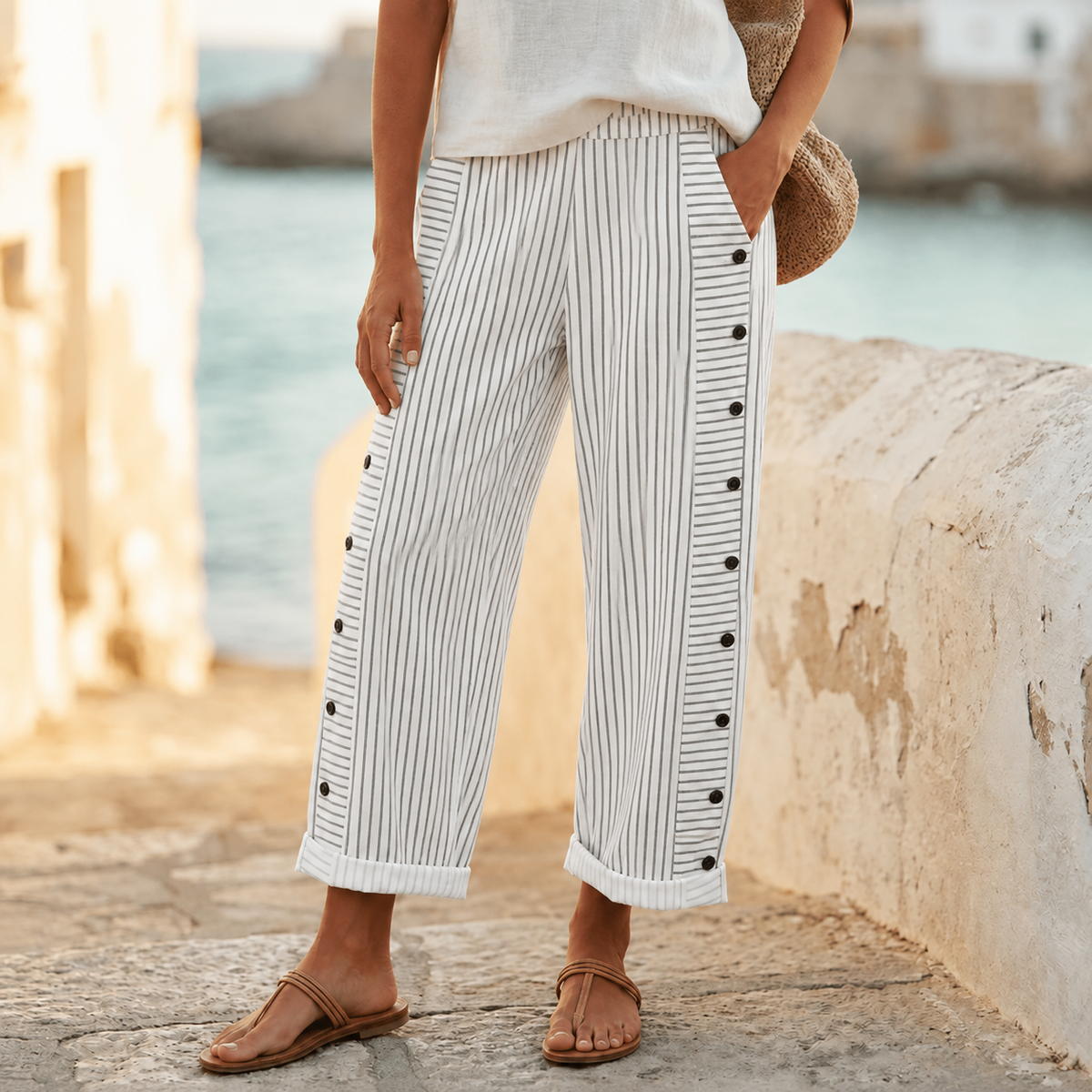Coastlyn Striped Pants - Women's Wide Leg Trousers