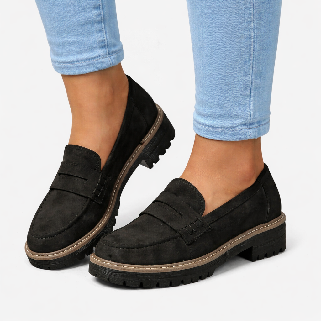 Comfort Loafers - Women's Low Block Heel Loafers