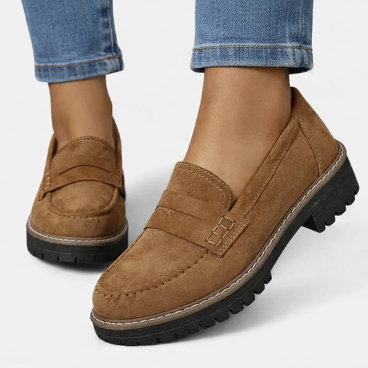 Comfort Loafers - Women's Low Block Heel Loafers