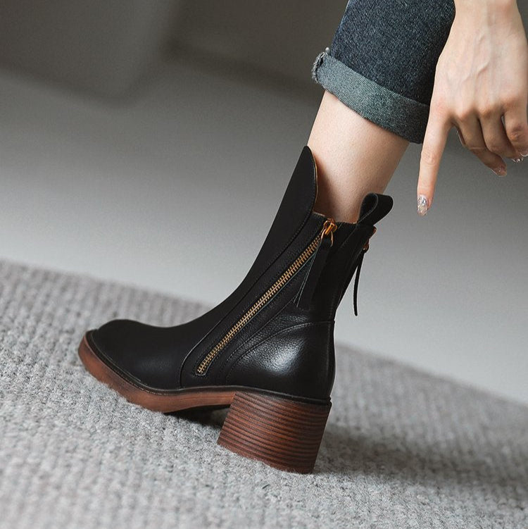 Selene Ankle Boots - Leather Heeled Ankle Boots