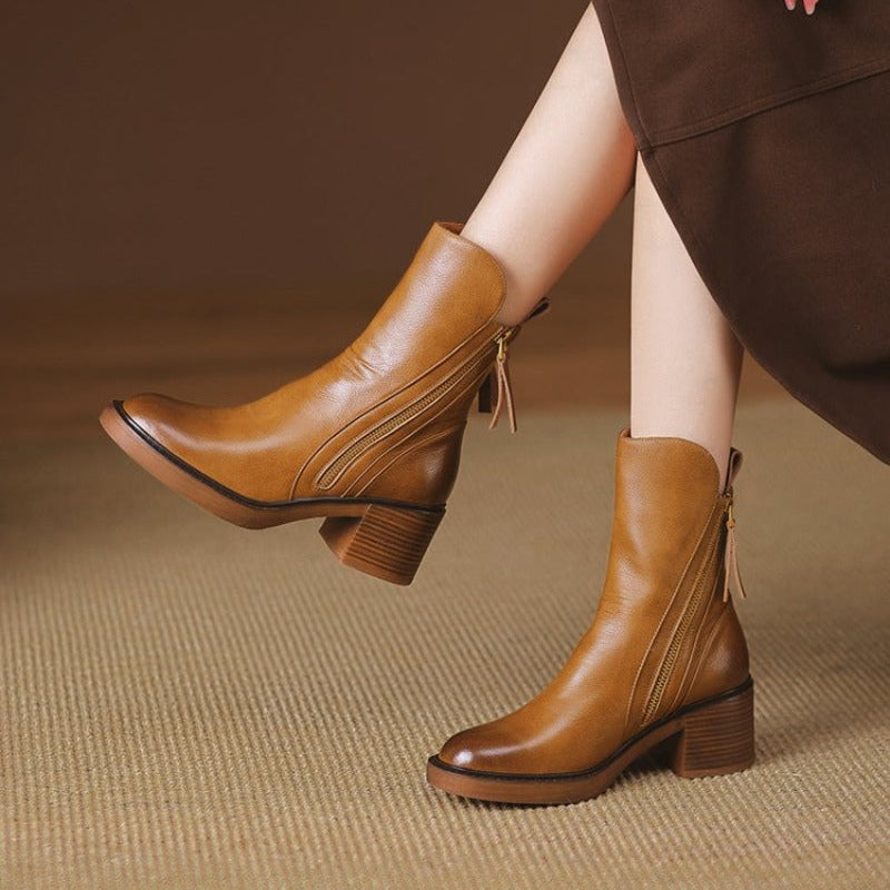 Selene Ankle Boots - Leather Heeled Ankle Boots