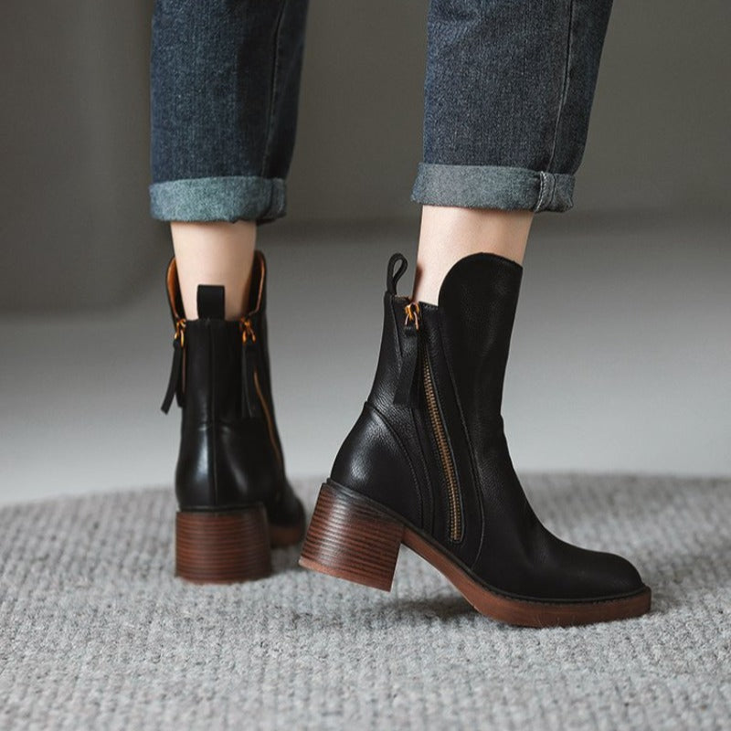 Selene Ankle Boots - Leather Heeled Ankle Boots
