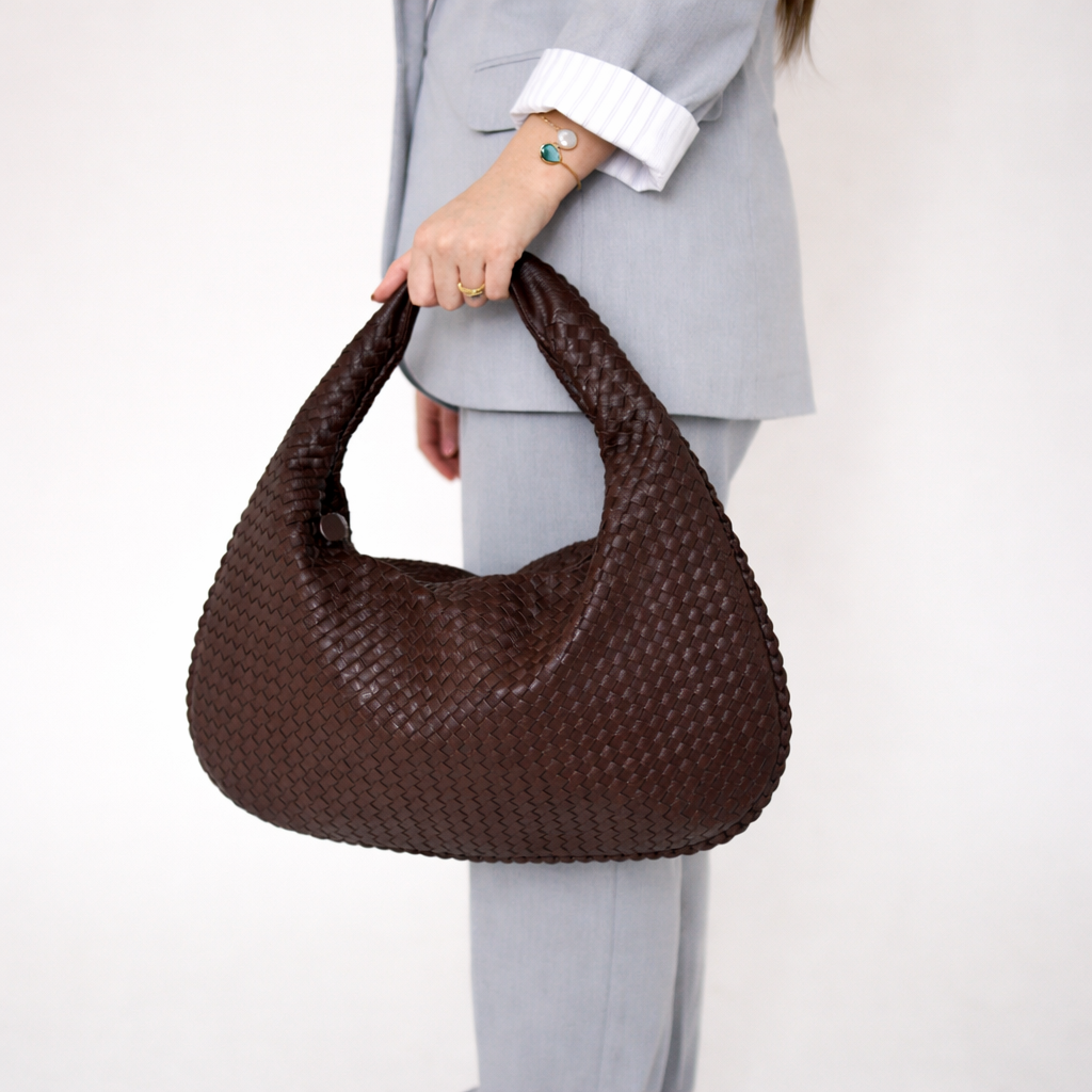 The Milano Woven Bag - Women's Vegan Leather Hobo Bag
