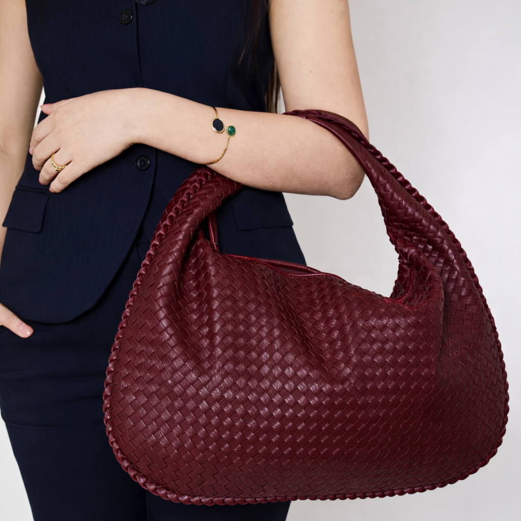 The Milano Woven Bag - Women's Vegan Leather Hobo Bag