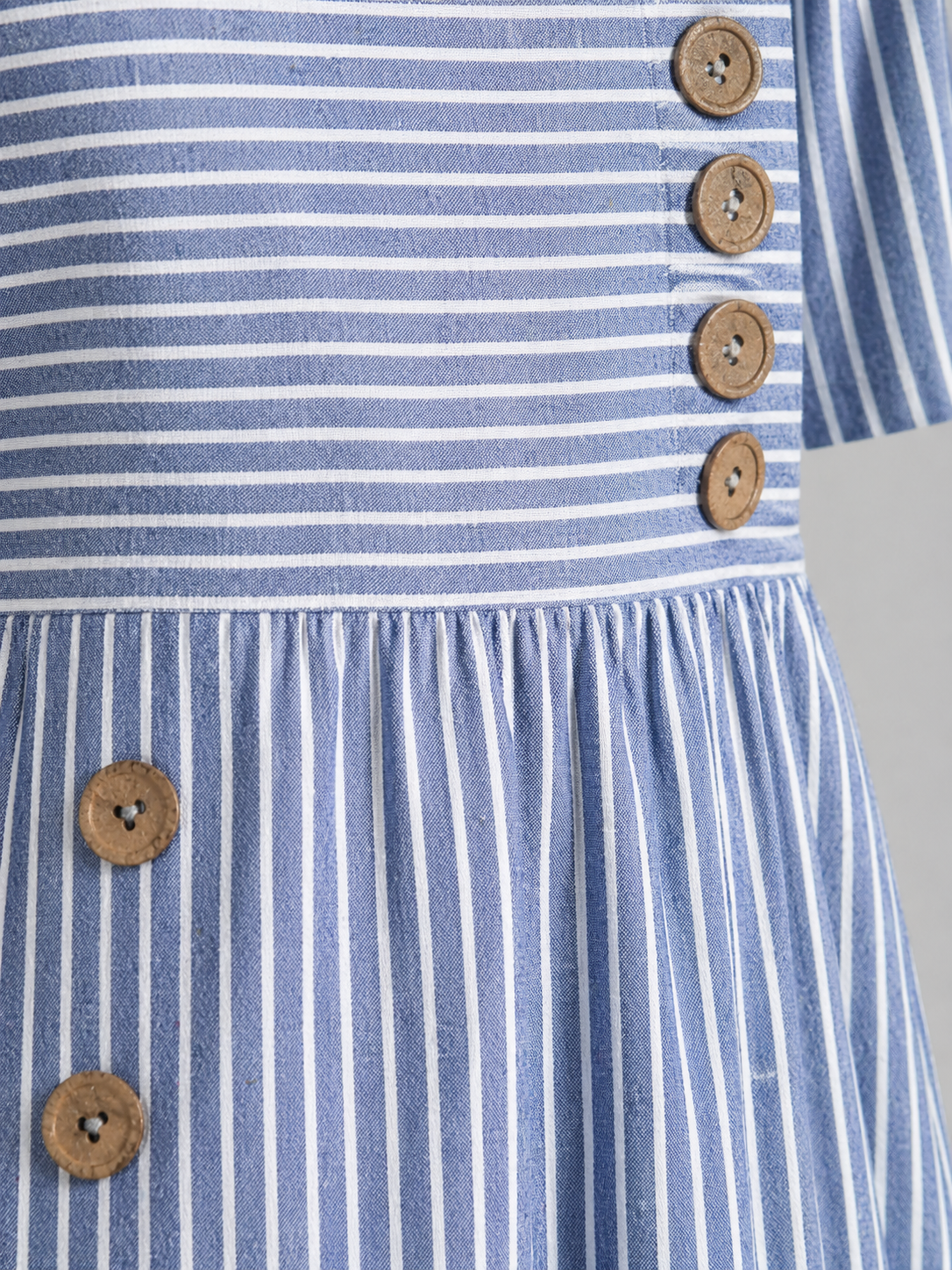Striped Midi Dress - Women's A-Line Dress with Pockets