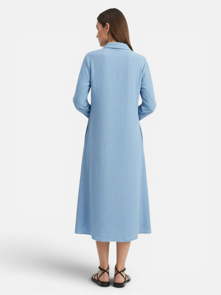 Button Front Midi Shirt Dress - Relaxed Women's Dress