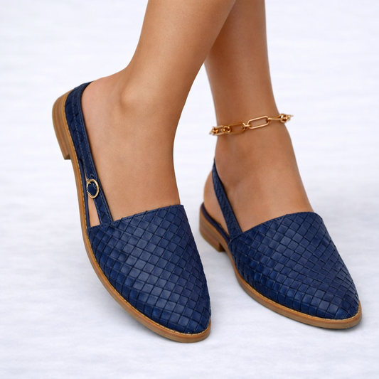 Woven Slingback Flats - Women's Vegan Leather Pointed Flats