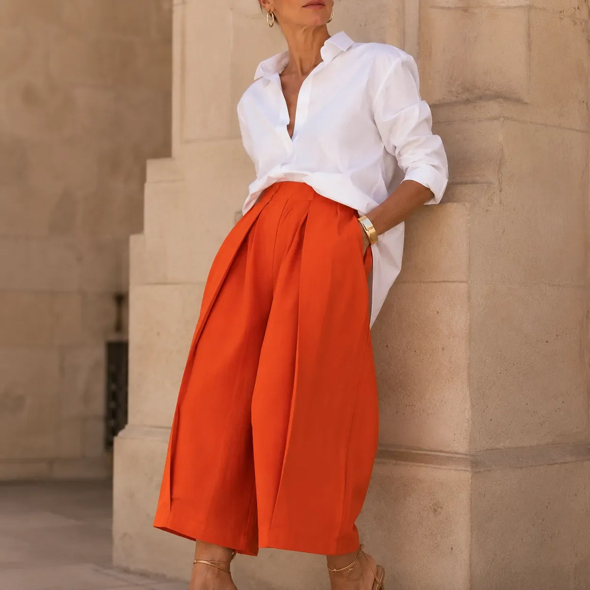 Plisse Pleated Trousers - Women's Cropped Wide Leg