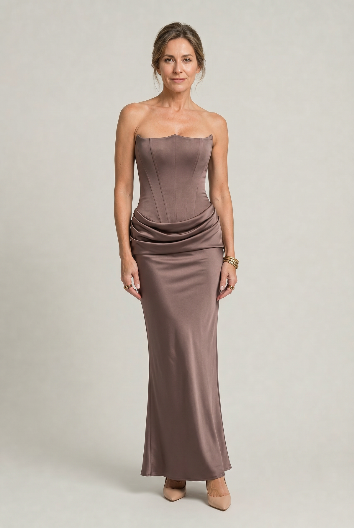 Corset Strapless Maxi Dress - Women's Occasion Dress