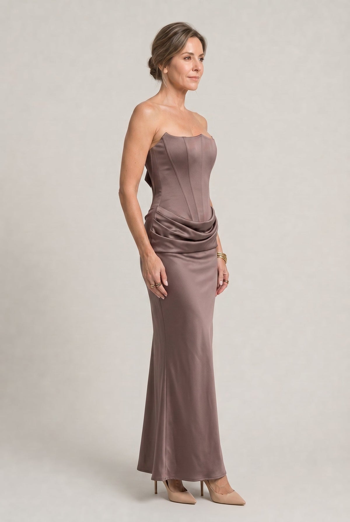 Corset Strapless Maxi Dress - Women's Occasion Dress