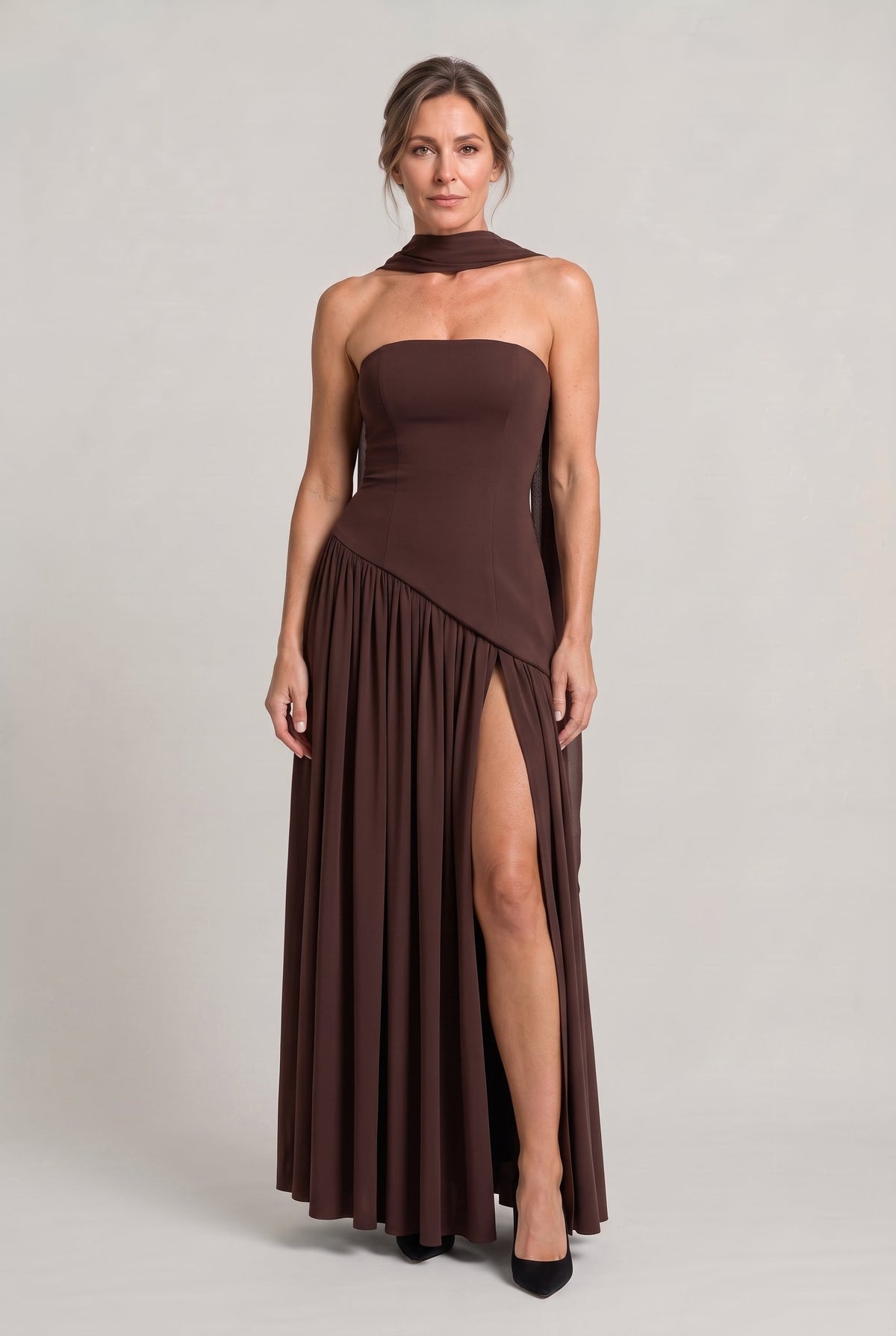 Women's Strapless Maxi Dress - Backless A-Line Dress