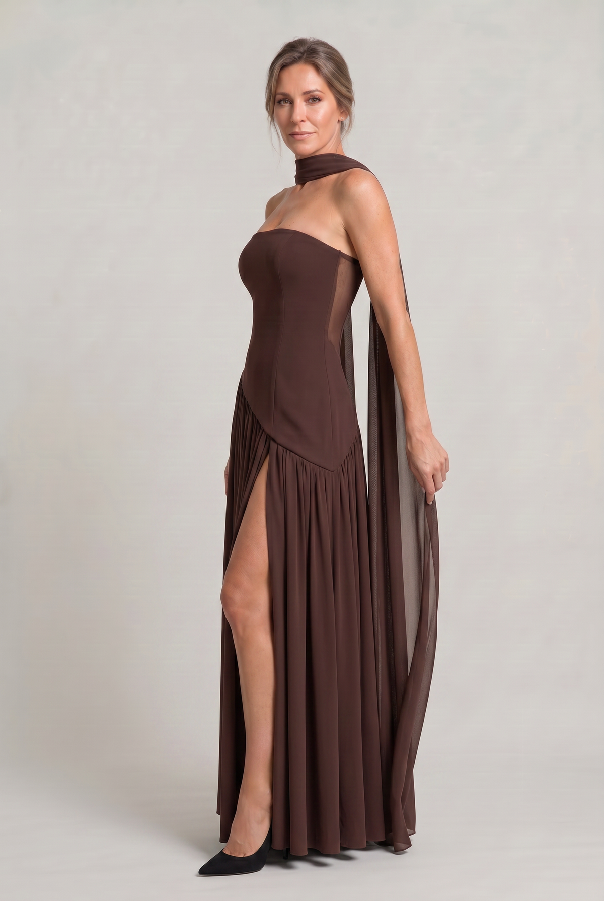 Women's Strapless Maxi Dress - Backless A-Line Dress
