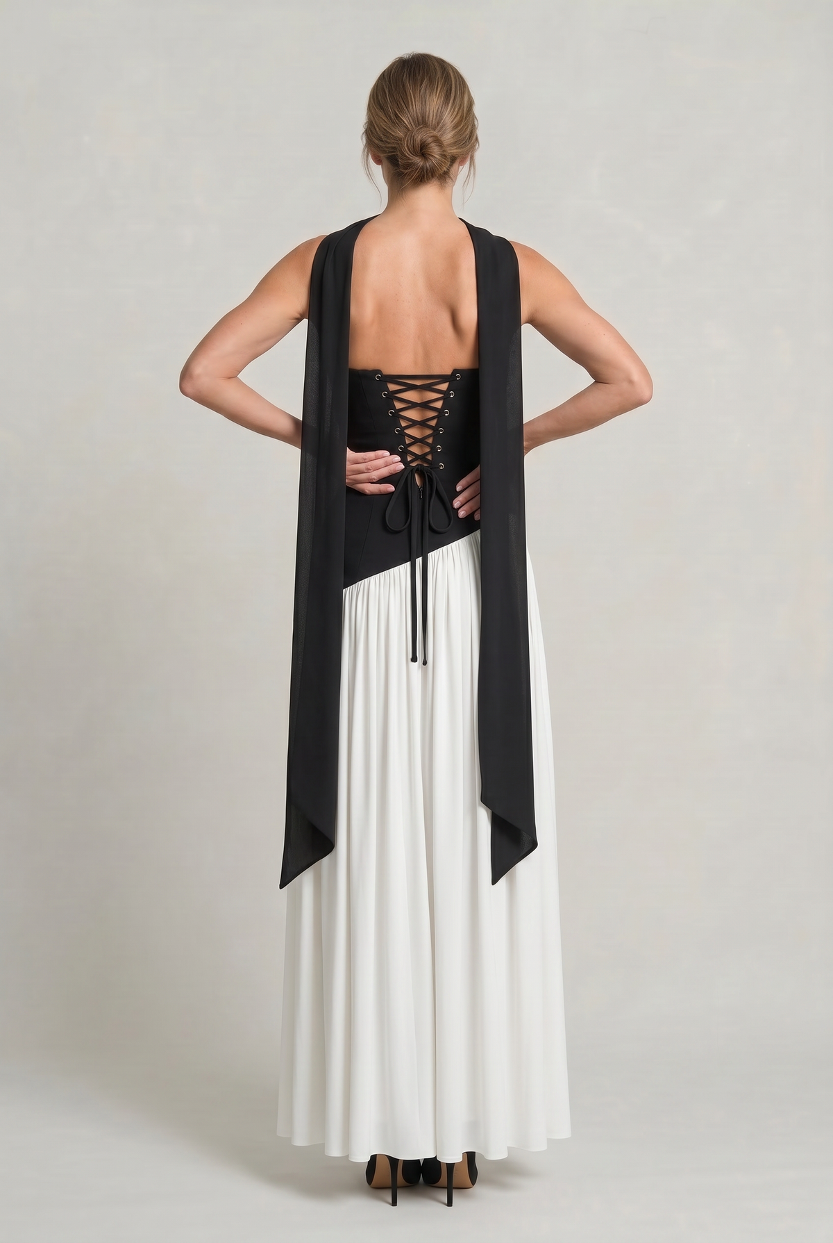 Women's Strapless Maxi Dress - Backless A-Line Dress