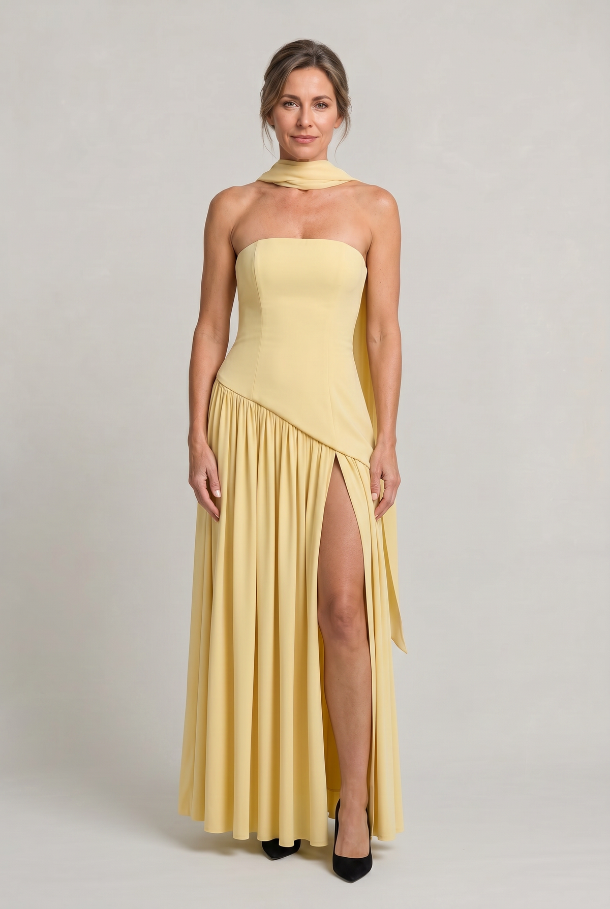 Women's Strapless Maxi Dress - Backless A-Line Dress