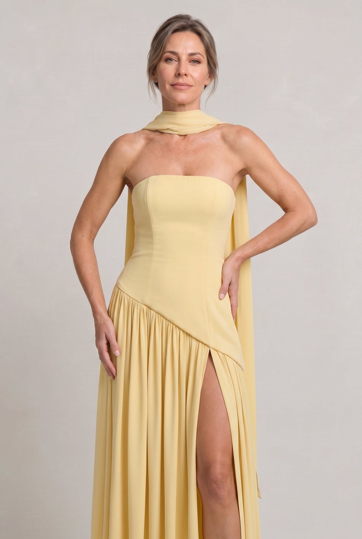Women's Strapless Maxi Dress - Backless A-Line Dress