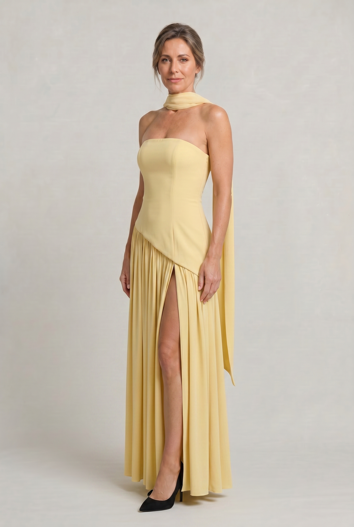 Women's Strapless Maxi Dress - Backless A-Line Dress