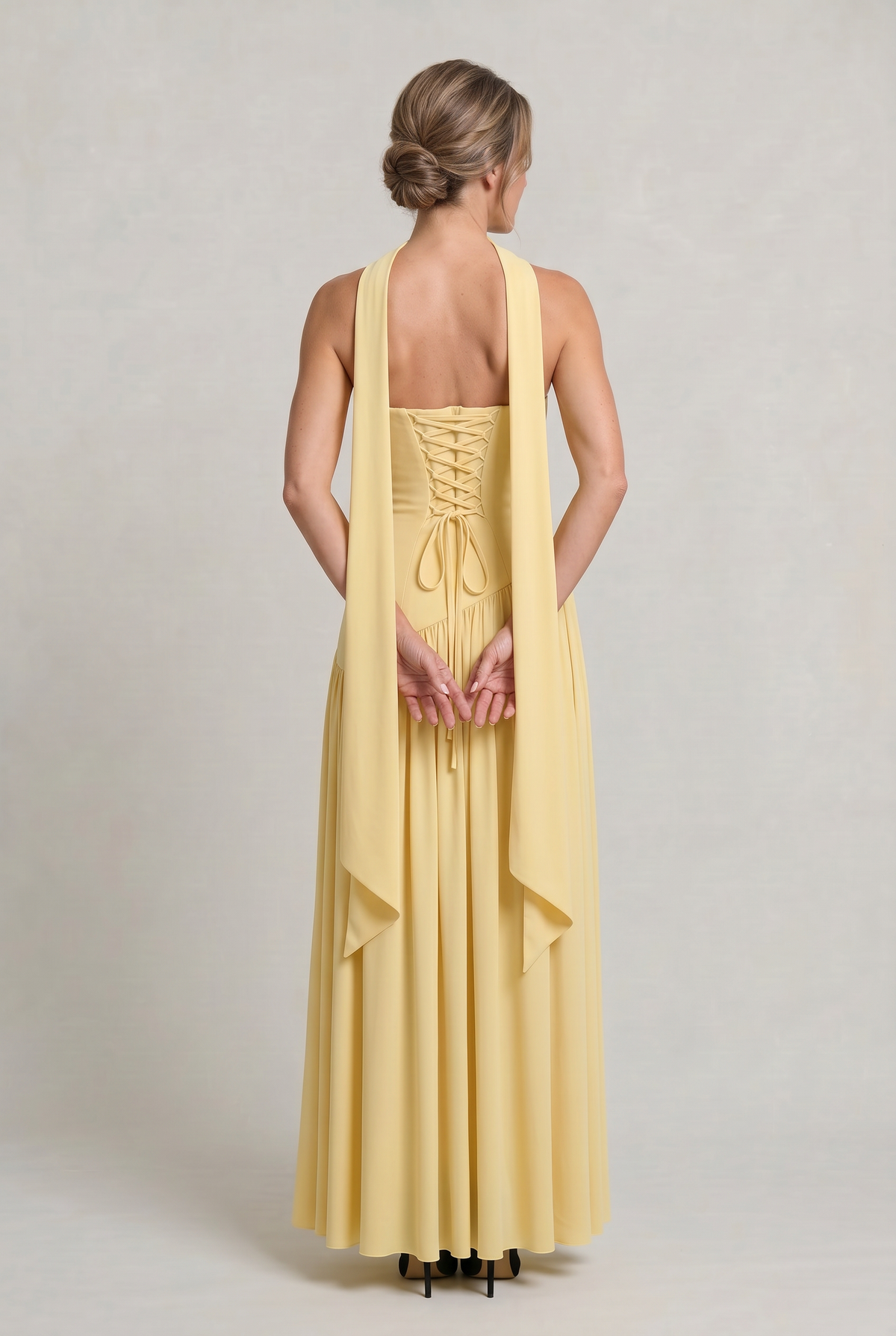 Women's Strapless Maxi Dress - Backless A-Line Dress