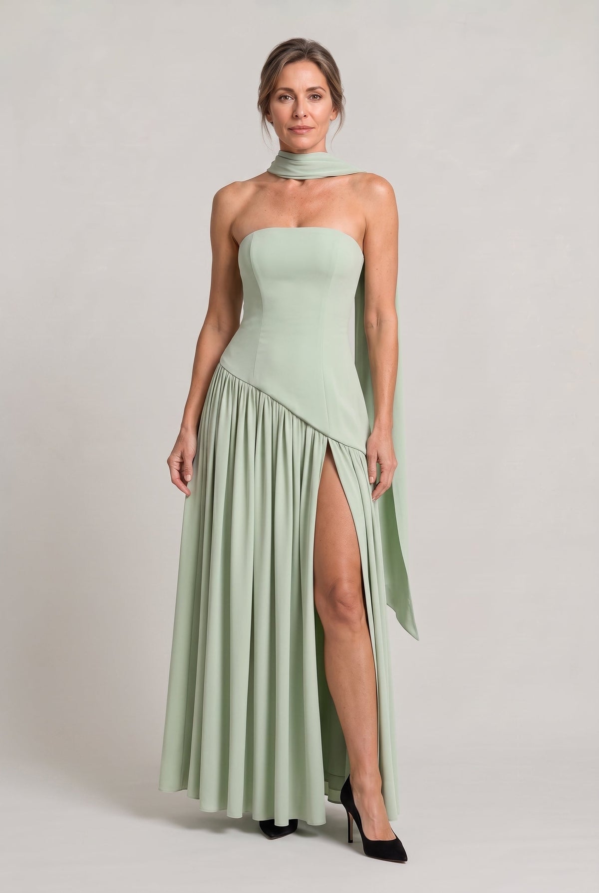 Women's Strapless Maxi Dress - Backless A-Line Dress