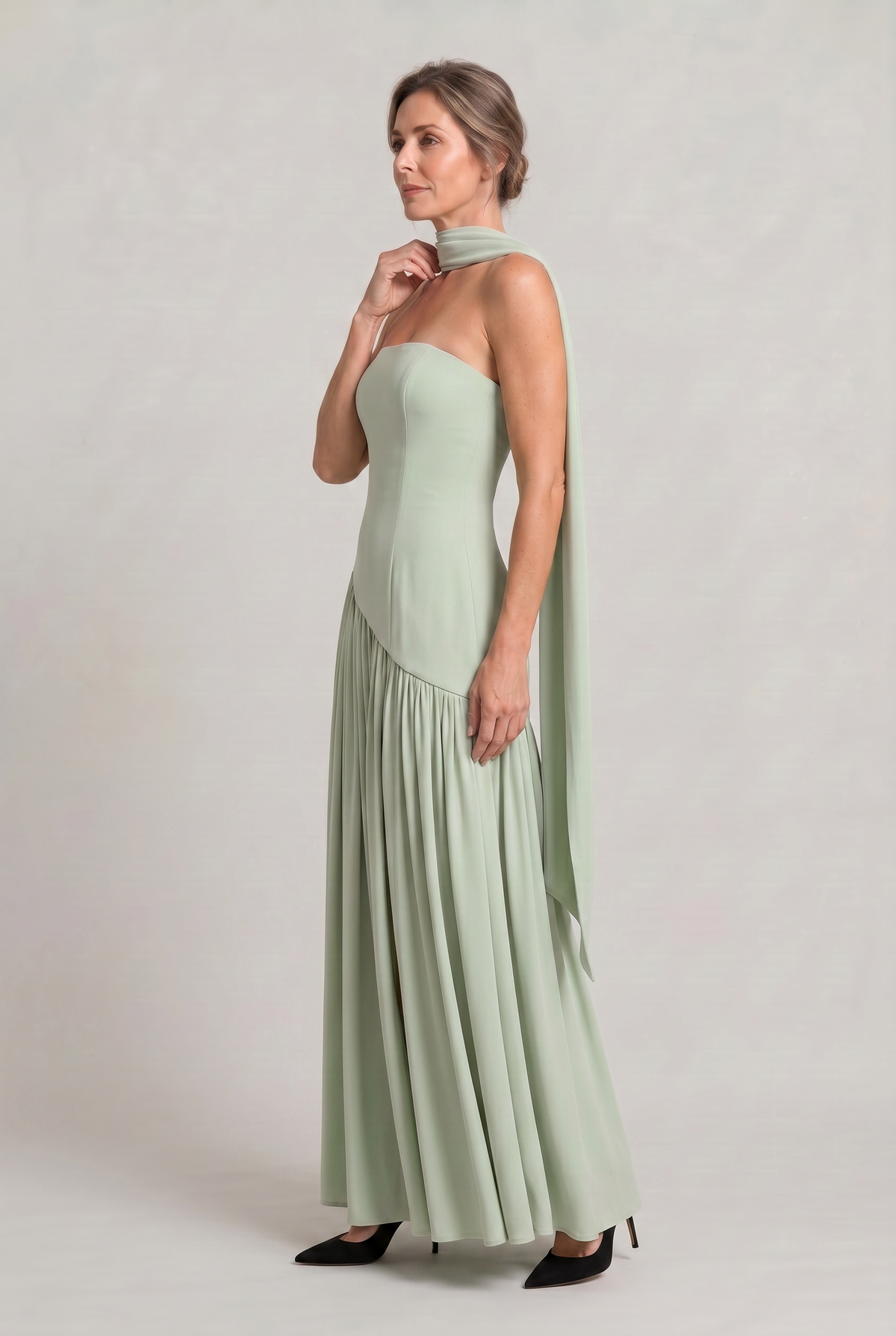 Women's Strapless Maxi Dress - Backless A-Line Dress