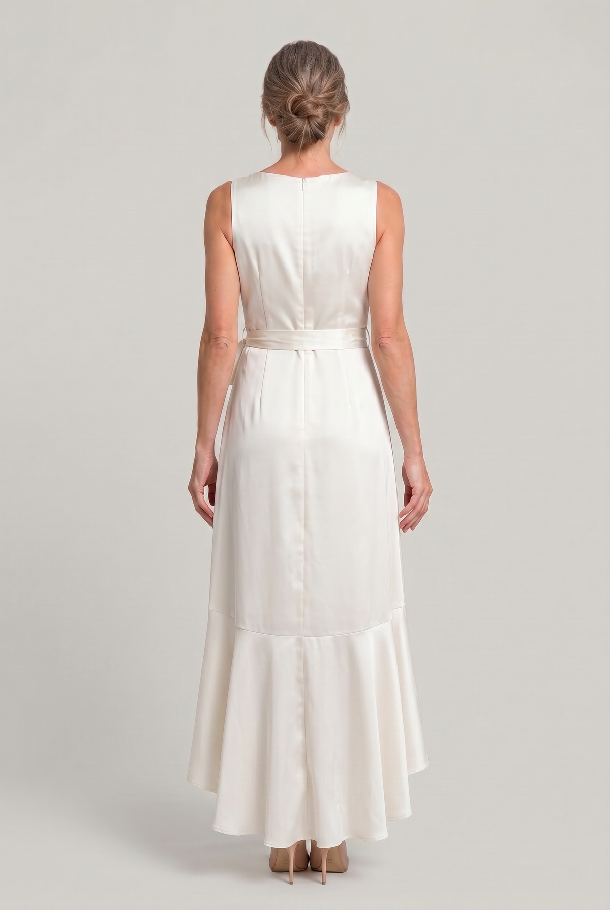 Sleeveless Wrap Midi Dress - Women's Tie Waist Dress