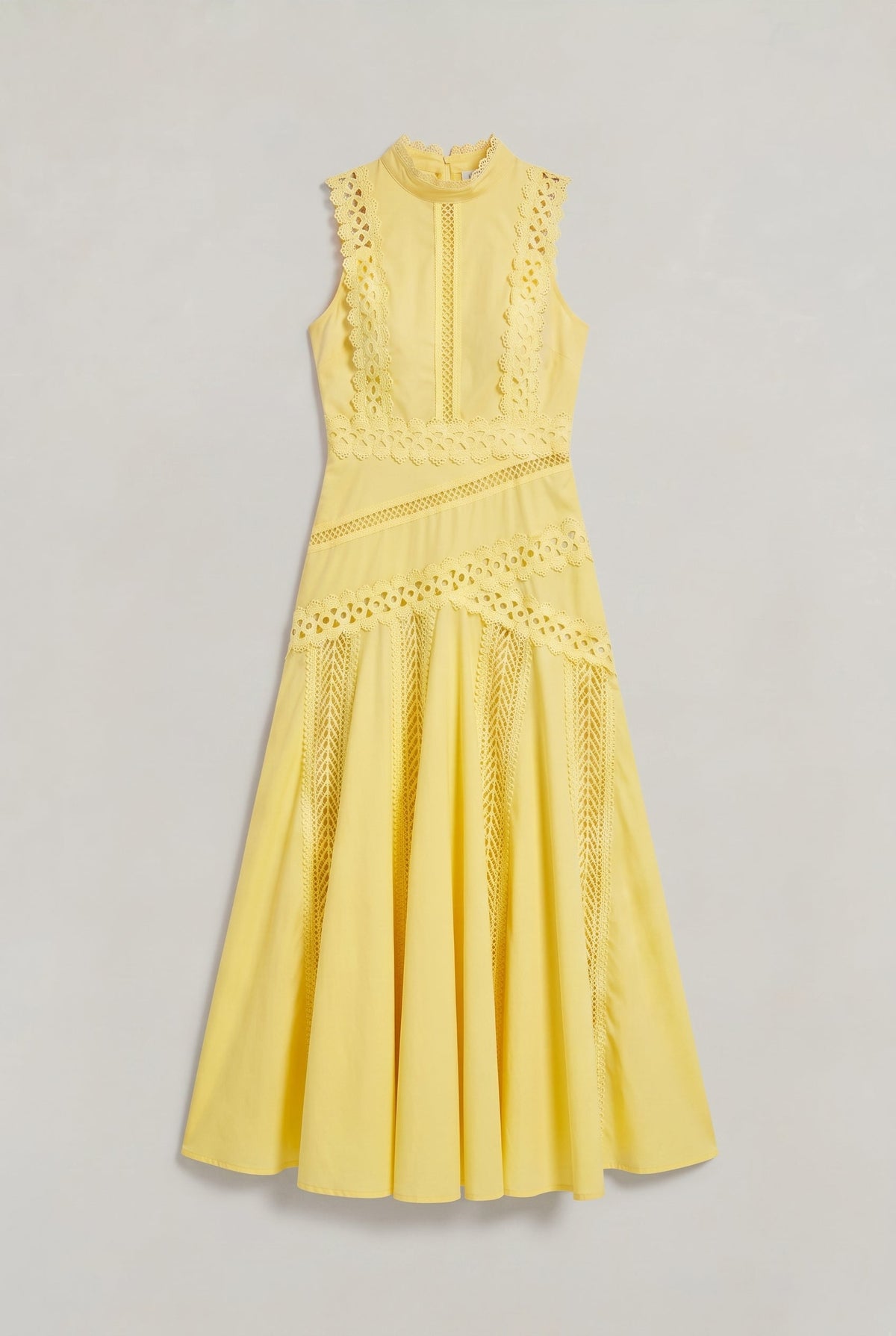 Women's Sleeveless Lace Panel Midi Dress - Occasion Dress