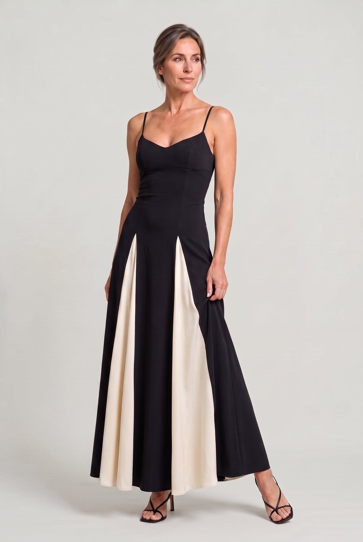 Women's Spaghetti Strap Maxi Dress - Contrast Colour Dress