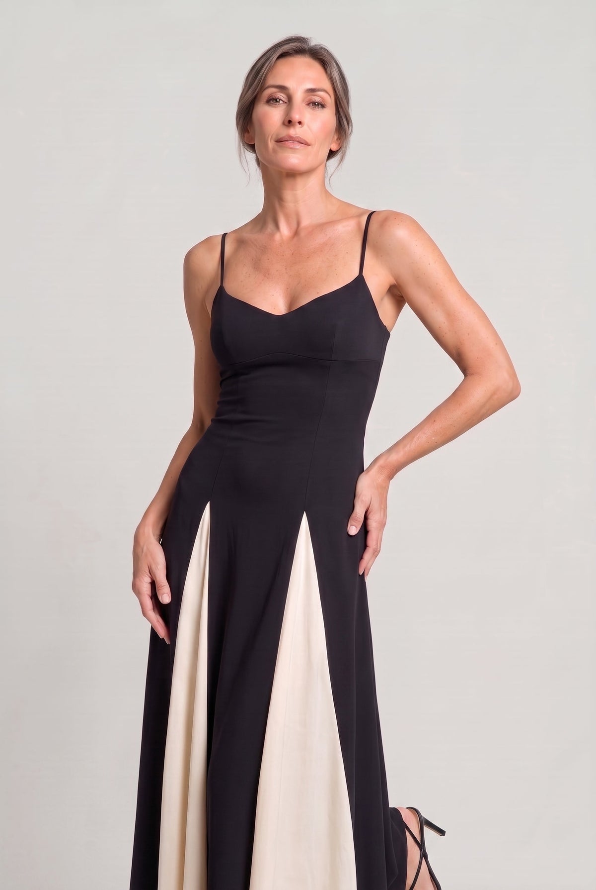 Women's Spaghetti Strap Maxi Dress - Contrast Colour Dress
