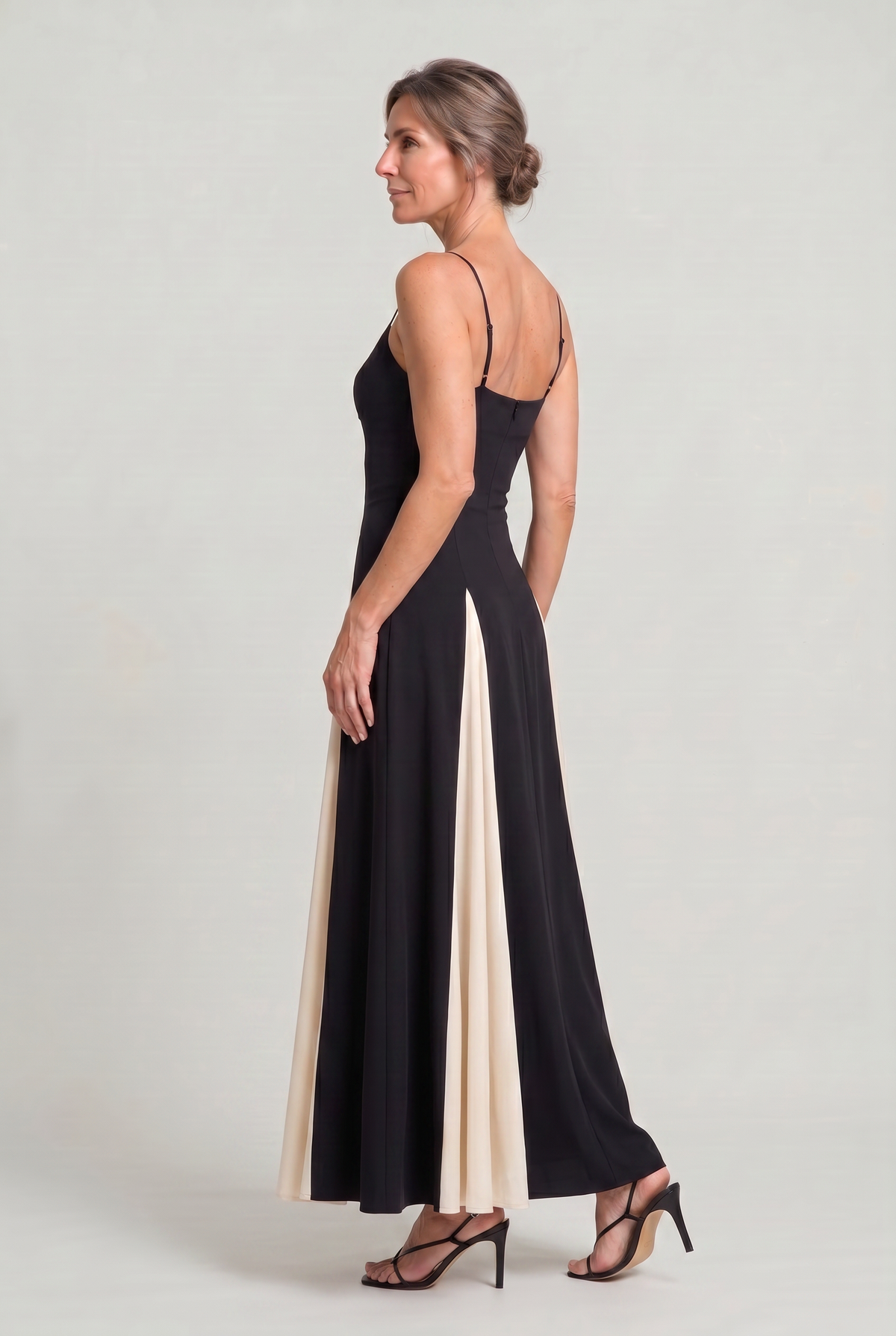 Women's Spaghetti Strap Maxi Dress - Contrast Colour Dress