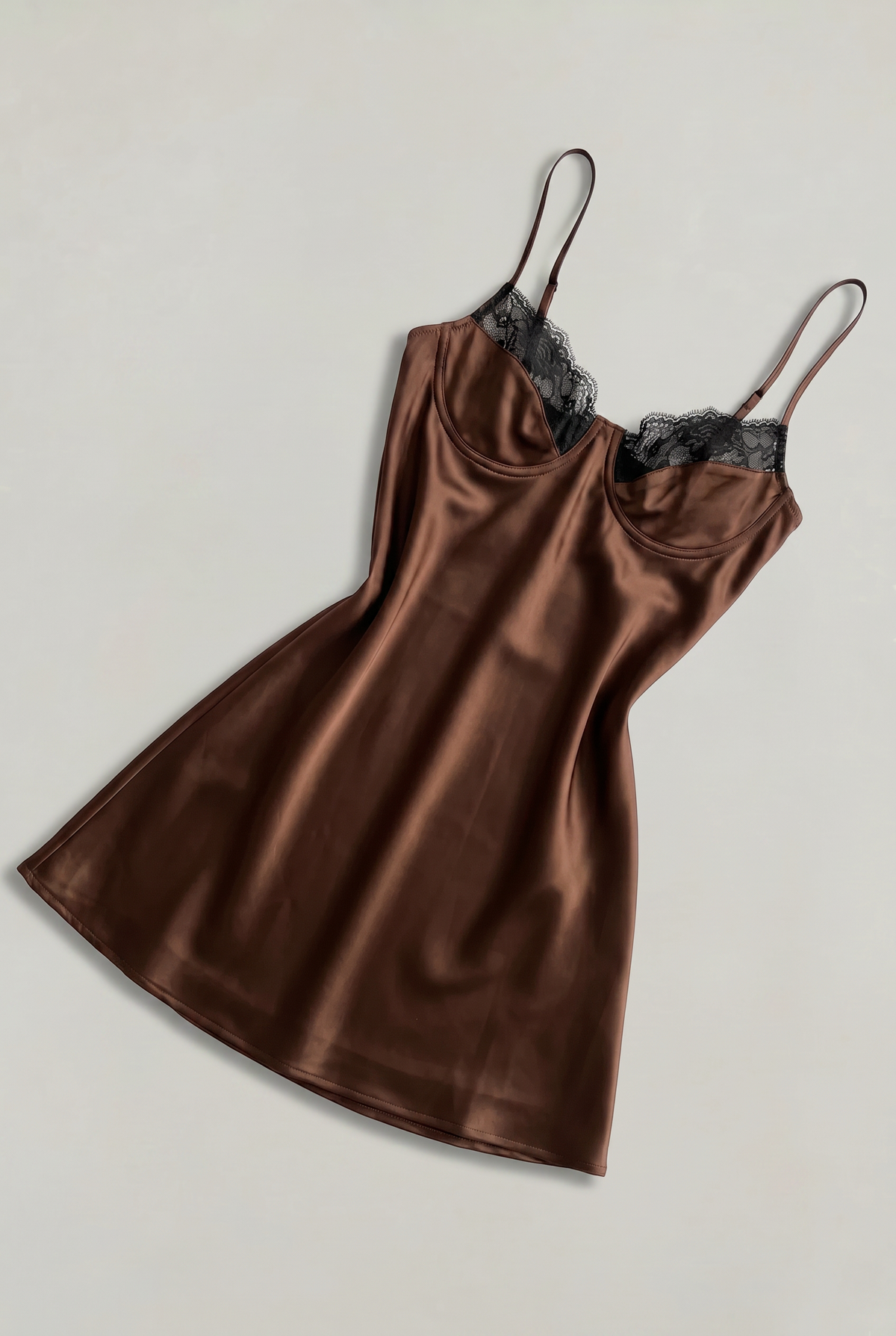 Lace Slip Satin Mini Dress - Women's Party Dress