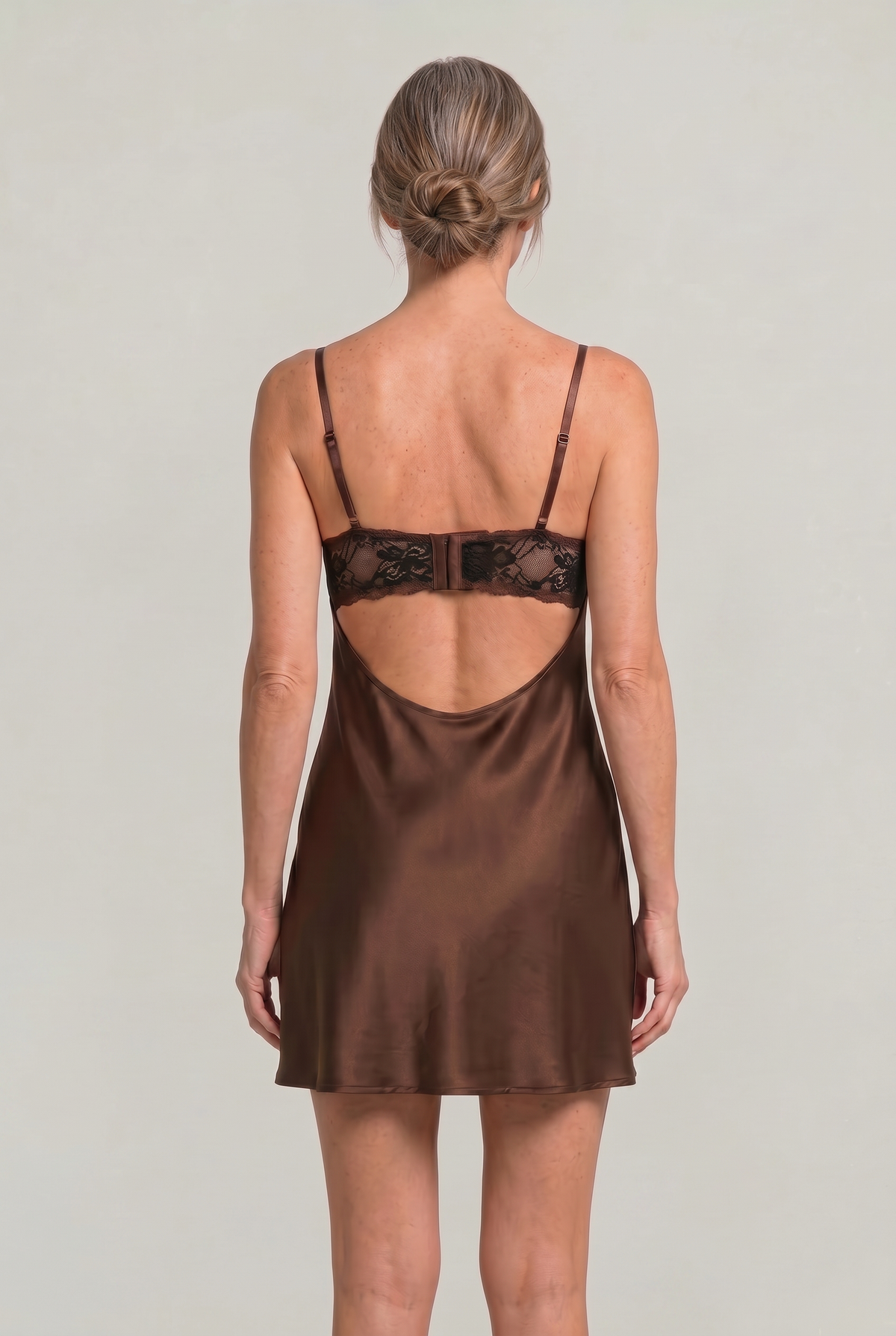Lace Slip Satin Mini Dress - Women's Party Dress