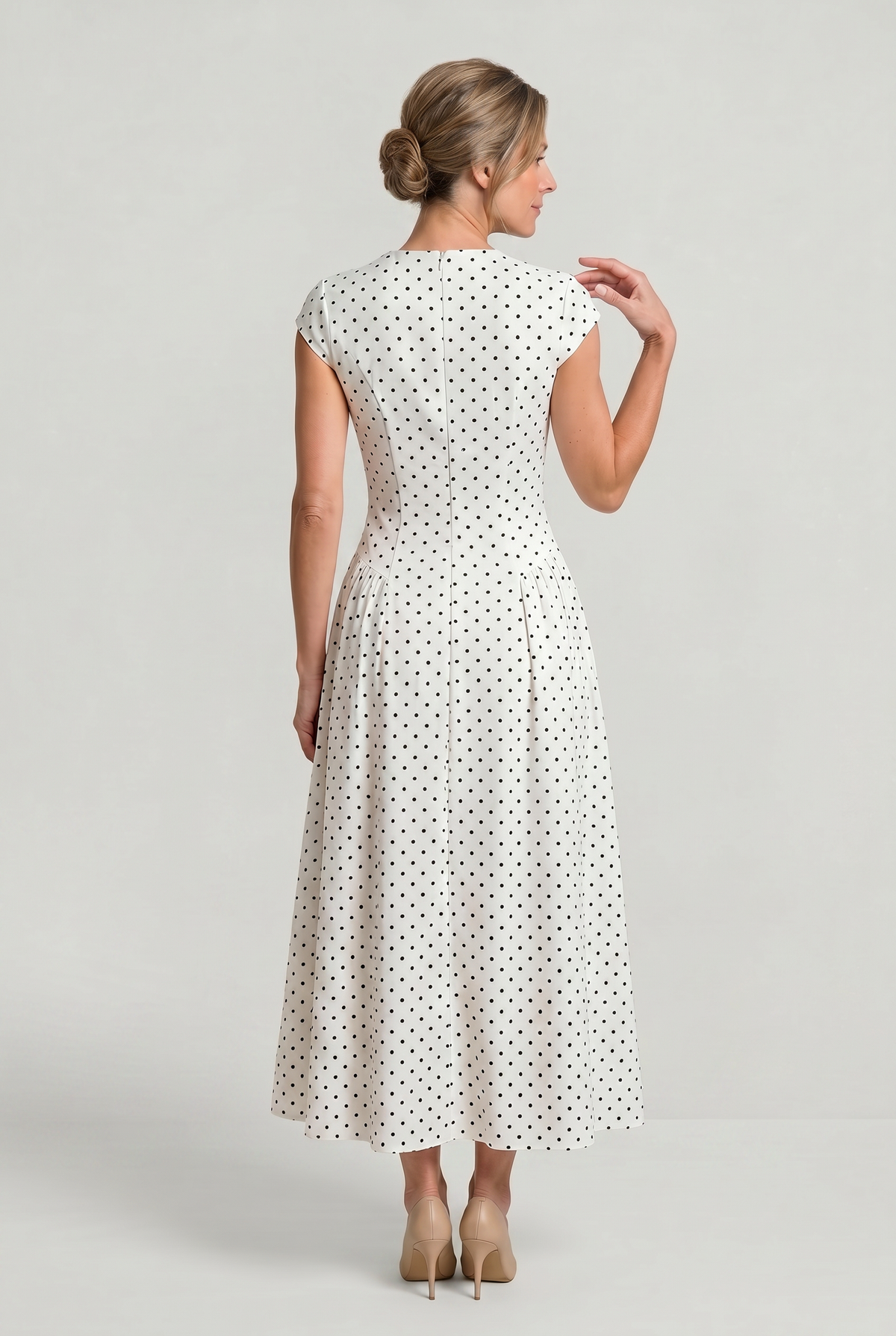Polka Dot Maxi Dress - Sleeveless A-Line Women's Dress