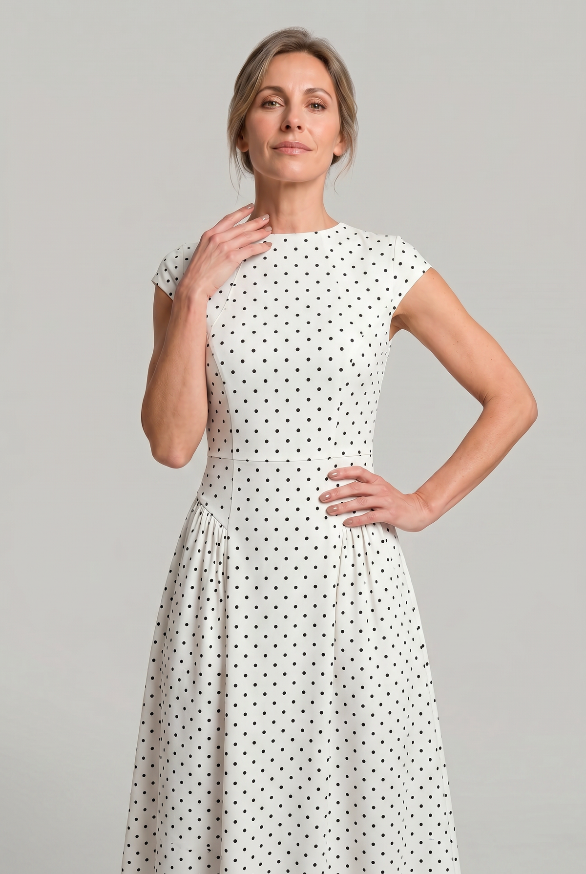 Polka Dot Maxi Dress - Sleeveless A-Line Women's Dress