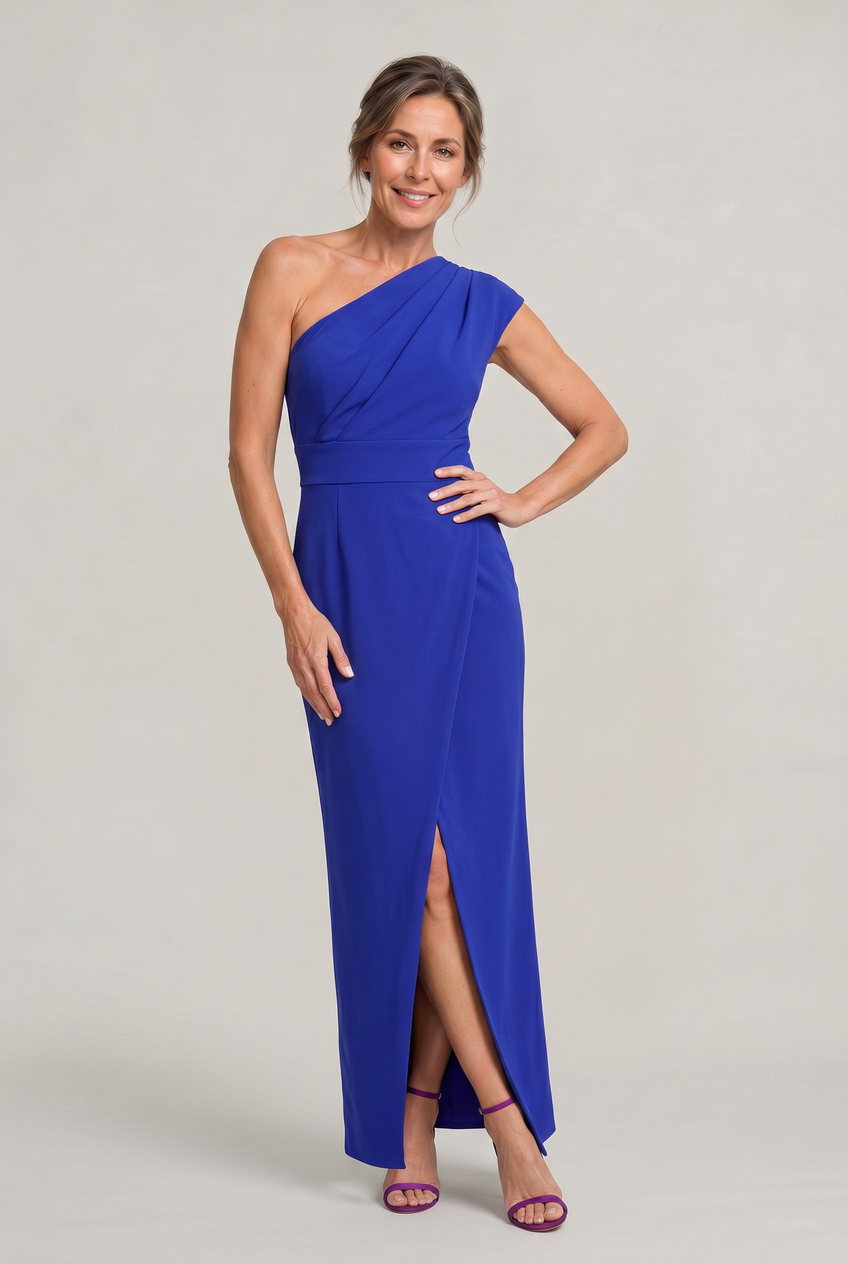 One-Shoulder Maxi Evening Dress - Women's Formal Dress