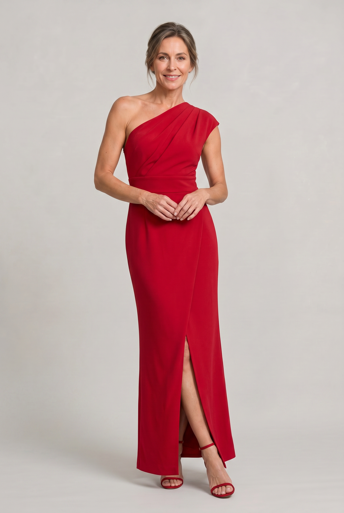 One-Shoulder Maxi Evening Dress - Women's Formal Dress