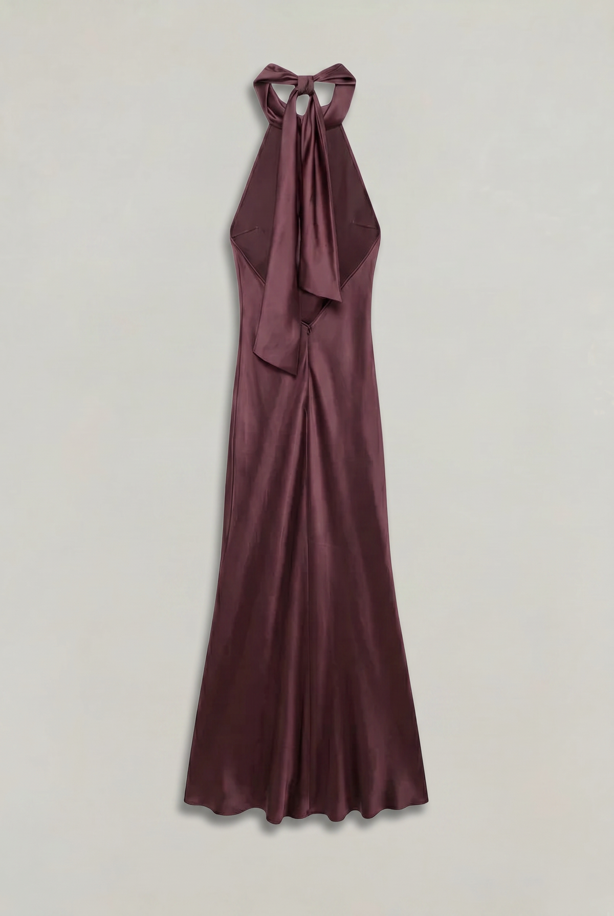 Satin Halter Maxi Dress - Open Back Women's Evening Gown